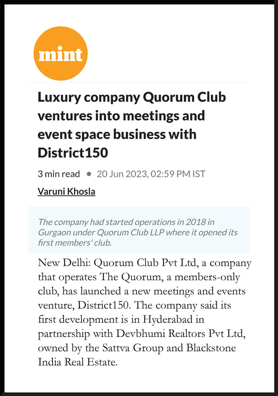 Hyderabad Knowledge City Meeting Venues | The Quorum Club | district150
